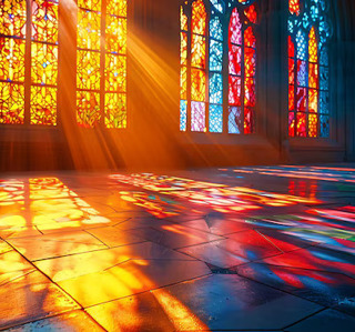 Stained Glass Windows With Light From Sun Shining Through Stained Glass Window 1142283 134458
