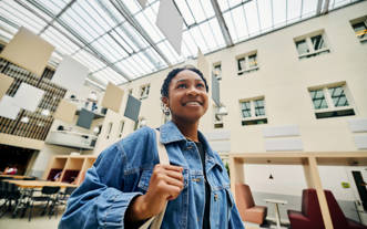 VT student in Atrium