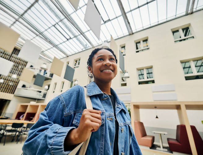 VT student in Atrium